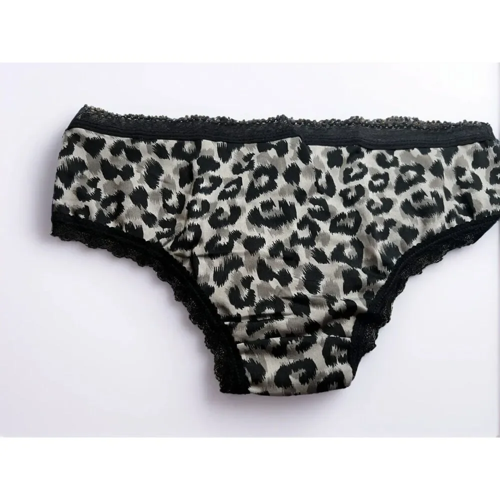 New Bikini Brief Lace Accent Animal Big Cat Small Panties Underwear NWOT